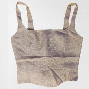 Reformation Elegant Corset Style Beige Sleeveless Top